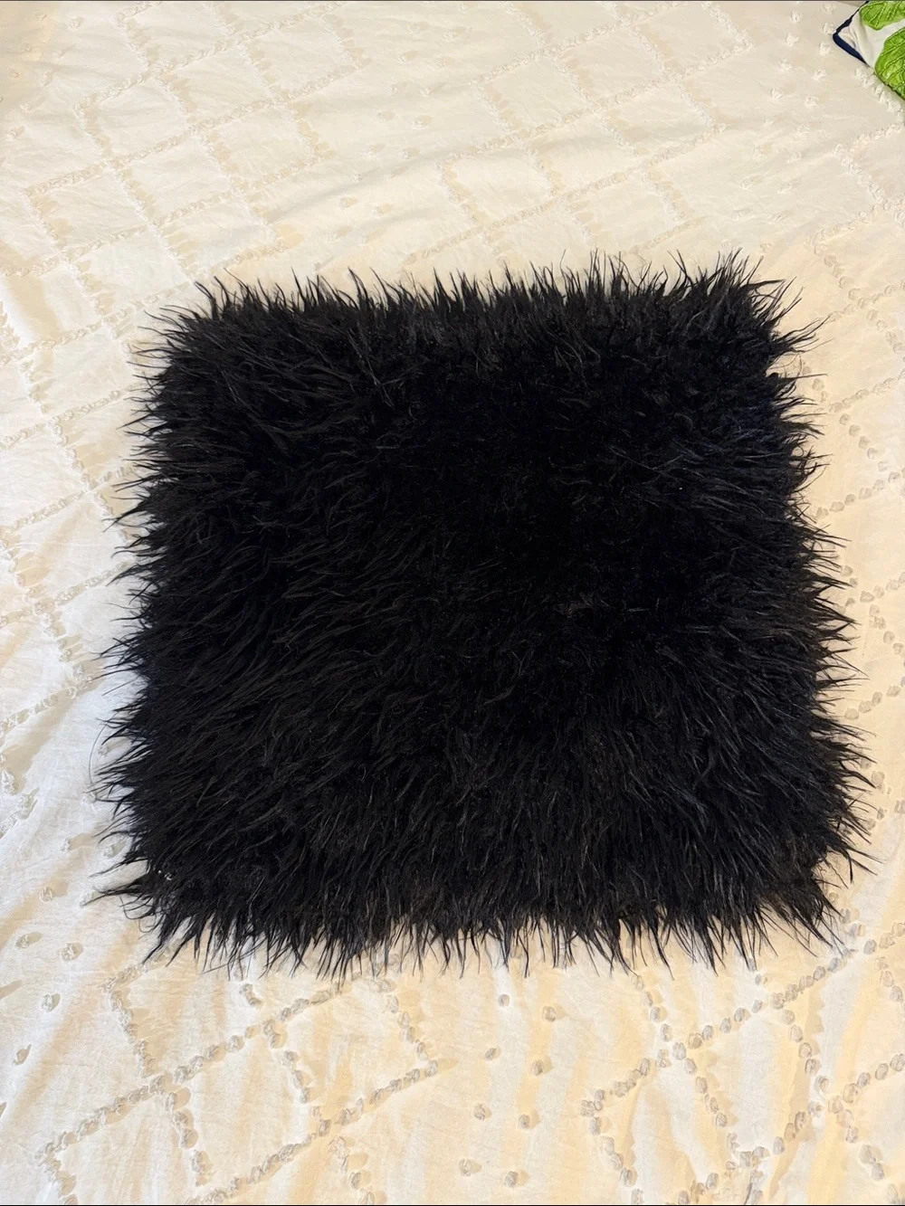 Black Faux Fur Decorative Throw Pillow Cover - Home Accents nwot